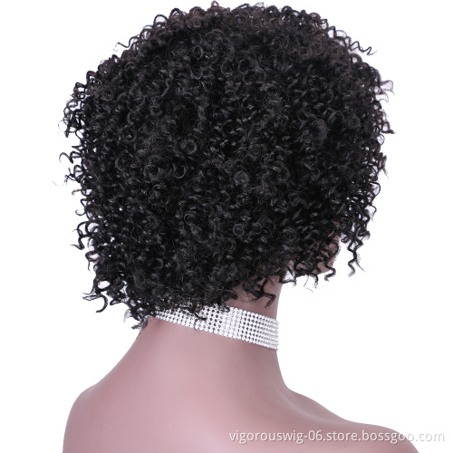 Vigorous Short Afro Kinky Curly Human Hair Wigs for Black Women Brazilian Real Short Curly Afro Wig Machine Made Glueless Wig